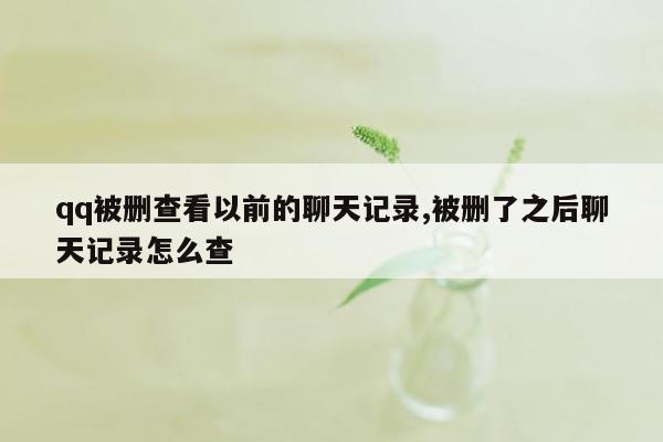 qq被删查看以前的聊天记录,被删了之后聊天记录怎么查