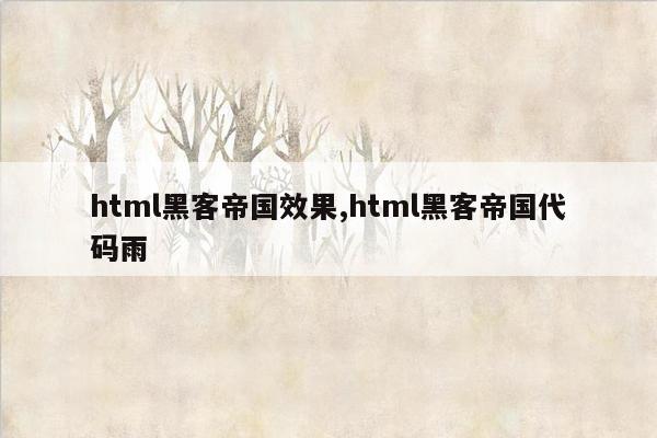 html黑客帝国效果,html黑客帝国代码雨