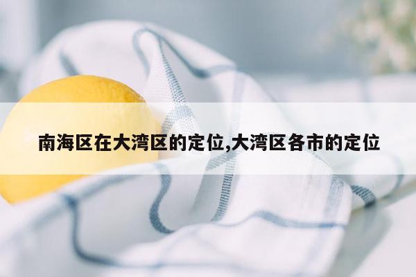 南海区在大湾区的定位,大湾区各市的定位