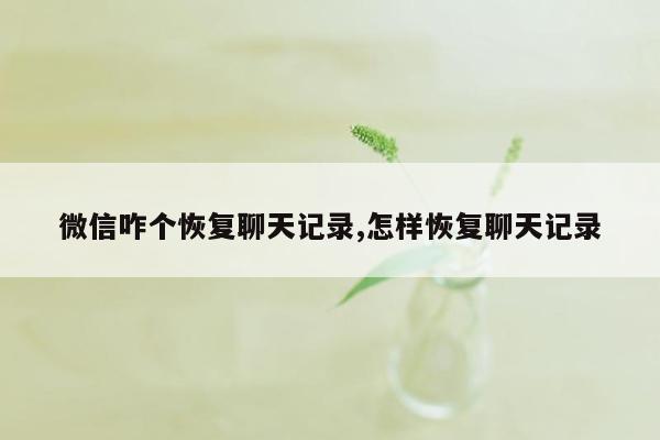 微信咋个恢复聊天记录,怎样恢复聊天记录