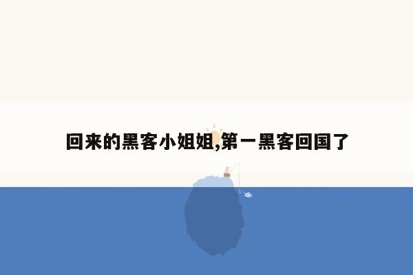 回来的黑客小姐姐,第一黑客回国了