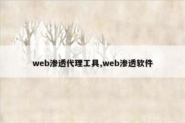 web渗透代理工具,web渗透软件