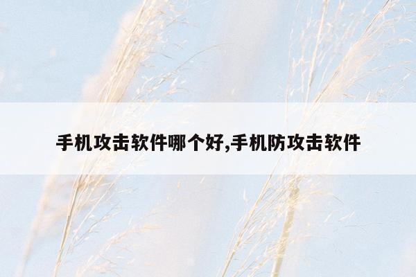 手机攻击软件哪个好,手机防攻击软件