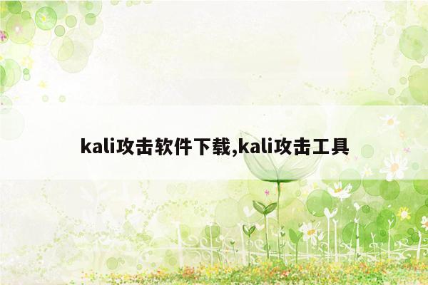 kali攻击软件下载,kali攻击工具