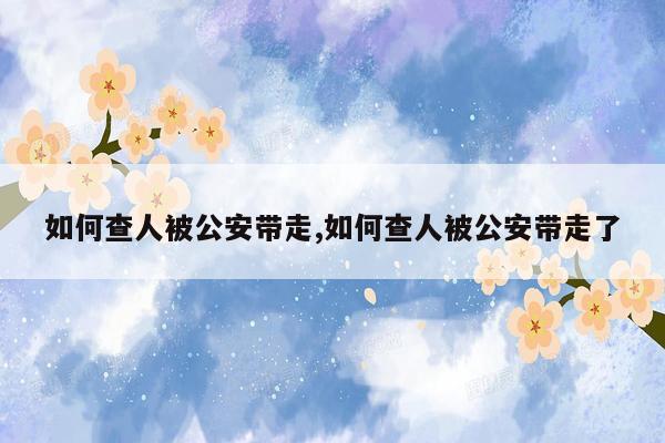 如何查人被公安带走,如何查人被公安带走了