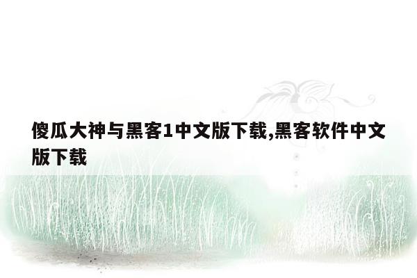 傻瓜大神与黑客1中文版下载,黑客软件中文版下载