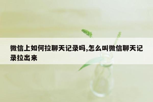 微信上如何拉聊天记录吗,怎么叫微信聊天记录拉出来