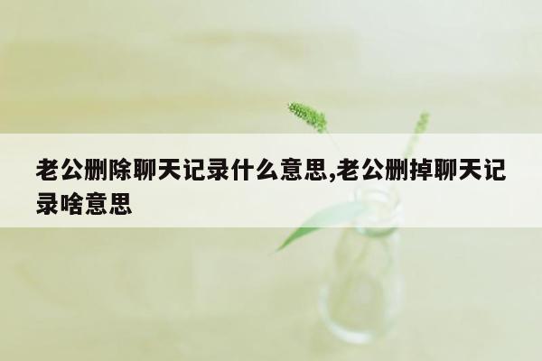 老公删除聊天记录什么意思,老公删掉聊天记录啥意思