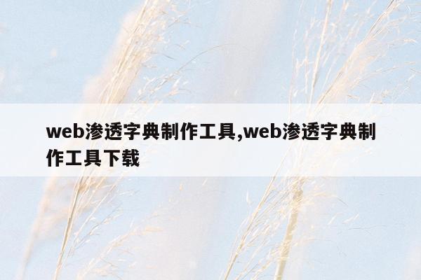 web渗透字典制作工具,web渗透字典制作工具下载