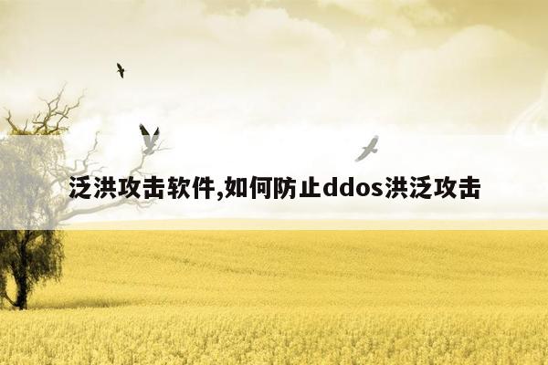 泛洪攻击软件,如何防止ddos洪泛攻击