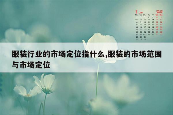服装行业的市场定位指什么,服装的市场范围与市场定位