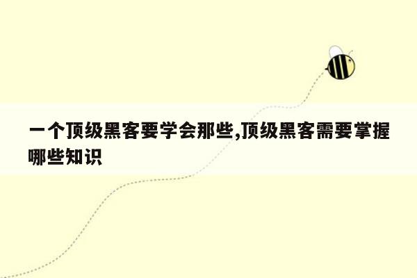 一个顶级黑客要学会那些,顶级黑客需要掌握哪些知识