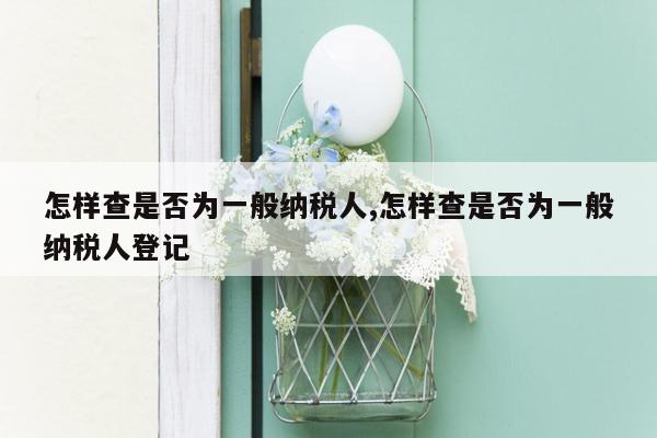 怎样查是否为一般纳税人,怎样查是否为一般纳税人登记