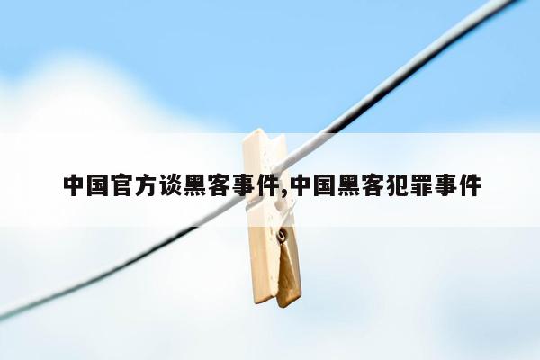 中国官方谈黑客事件,中国黑客犯罪事件