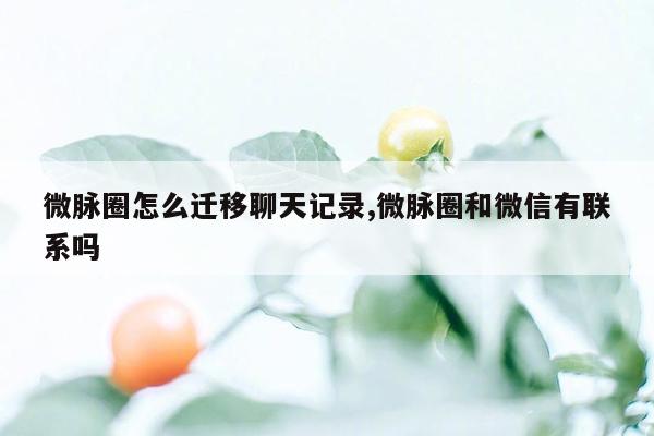 微脉圈怎么迁移聊天记录,微脉圈和微信有联系吗