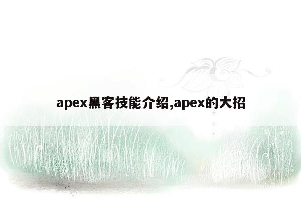apex黑客技能介绍,apex的大招