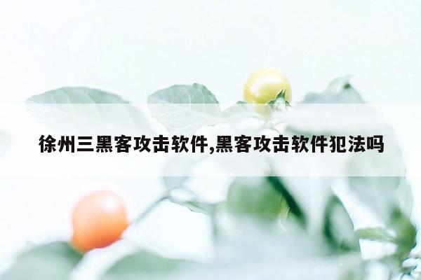 徐州三黑客攻击软件,黑客攻击软件犯法吗