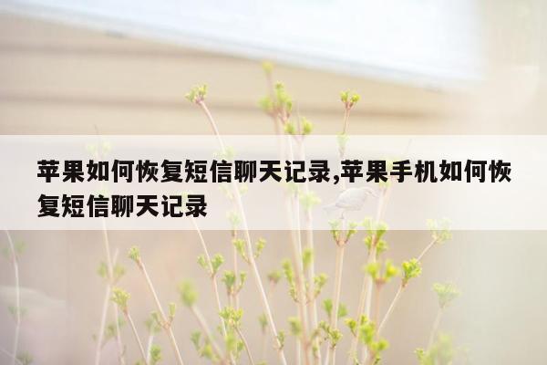 苹果如何恢复短信聊天记录,苹果手机如何恢复短信聊天记录