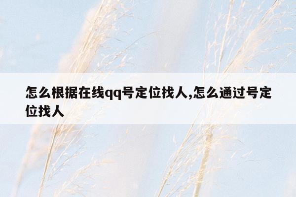 怎么根据在线qq号定位找人,怎么通过号定位找人